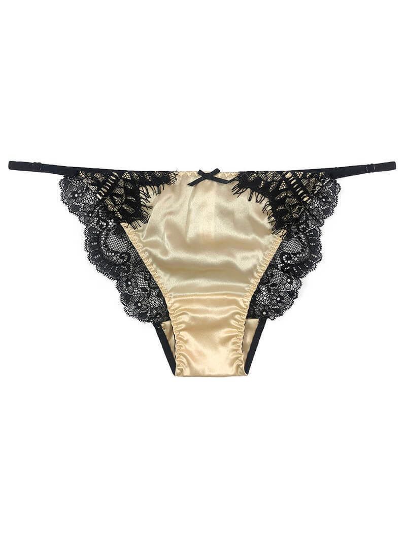 Sexy Eyelash Lace Trimmed Silk G-string Panties