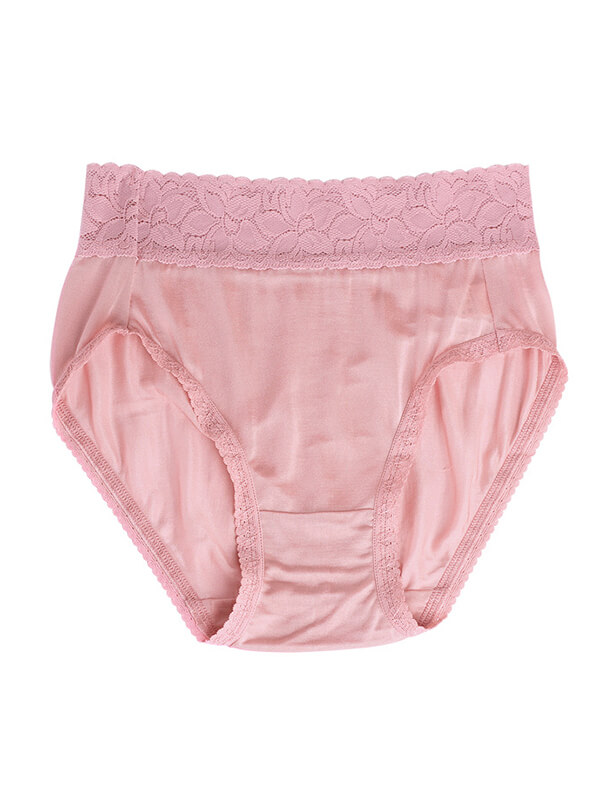 Breathable High-waist Silk Lace Knitted Briefs For Women