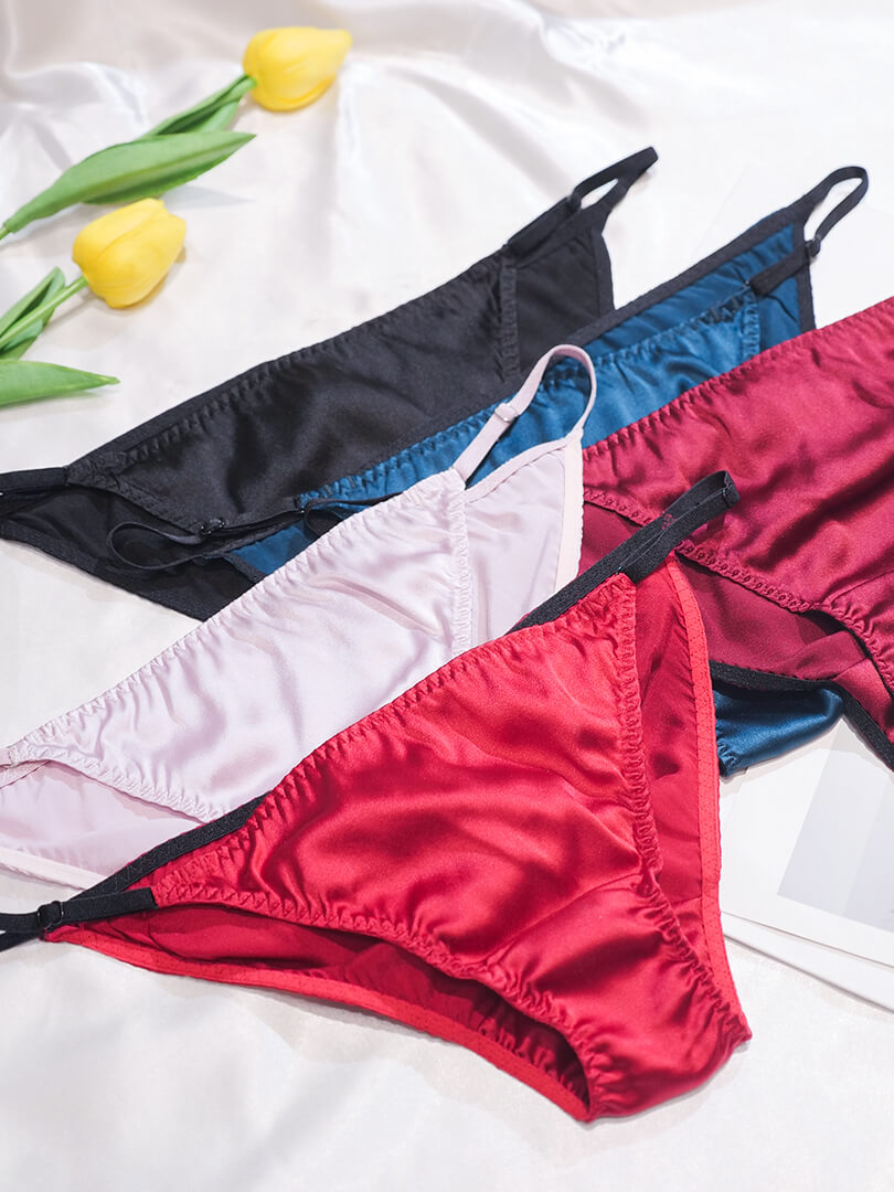 Sexy Strappy Silk Hipster Briefs Underwear