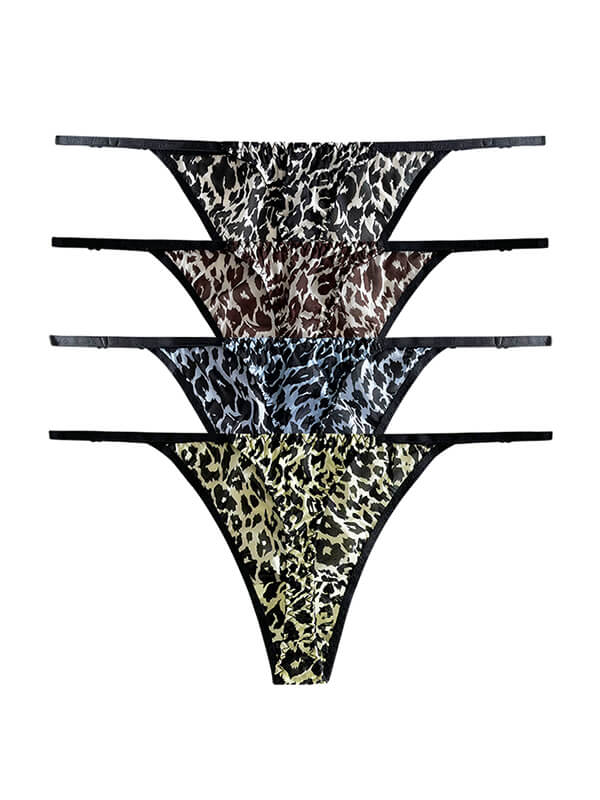 Cheetah Print Sexy Silk Thong Panties