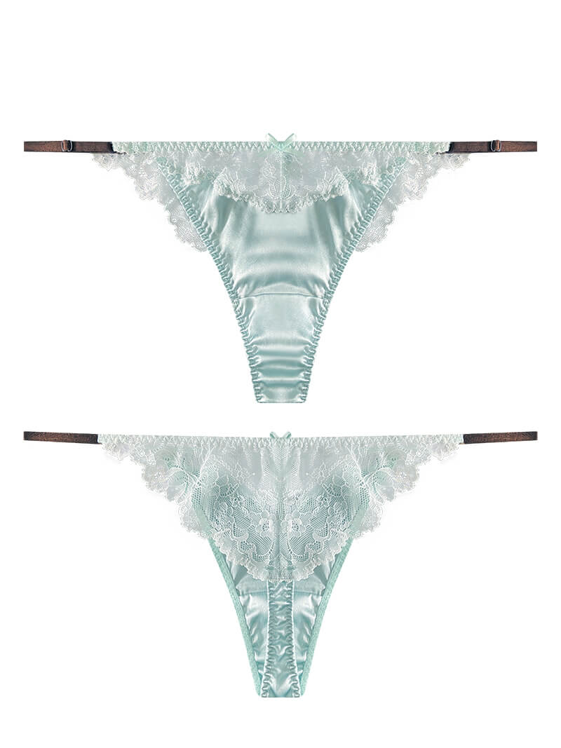 Mulberry Silk Thong Underwear With Lace