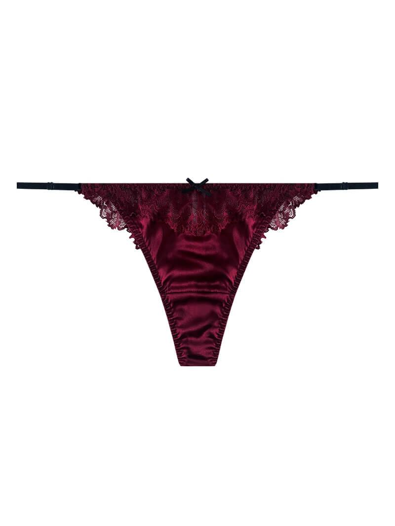 Mulberry Silk Thong Underwear With Lace