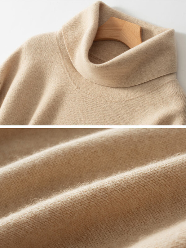 Women's Loose-Fitting Cashmere Turtleneck Maxi Dress