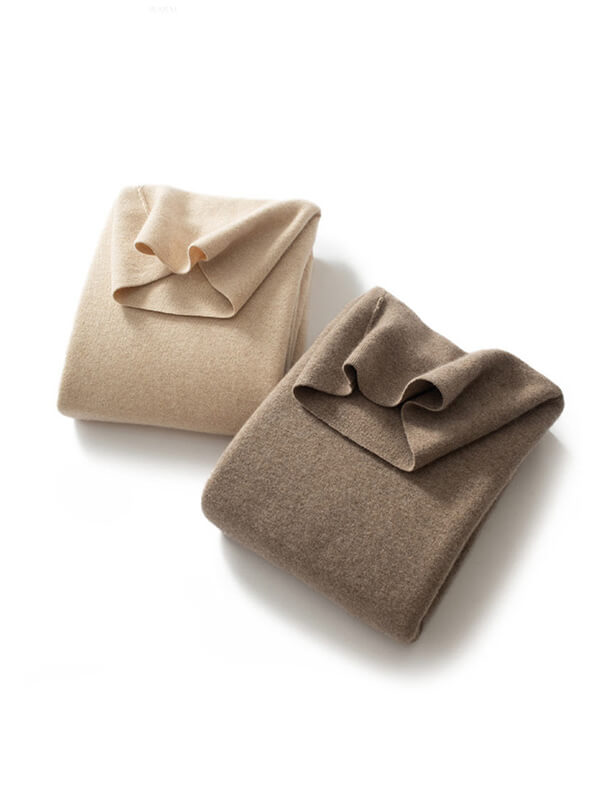 Women's Loose-Fitting Cashmere Turtleneck Maxi Dress