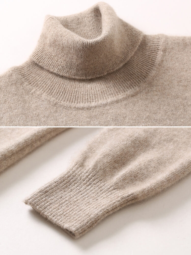 Classic Long Sleeve Cashmere Turtleneck Sweater Dress