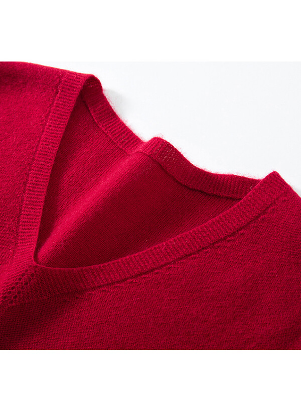 Long Sleeve Casual Cashmere V-Neck Sweater Dress