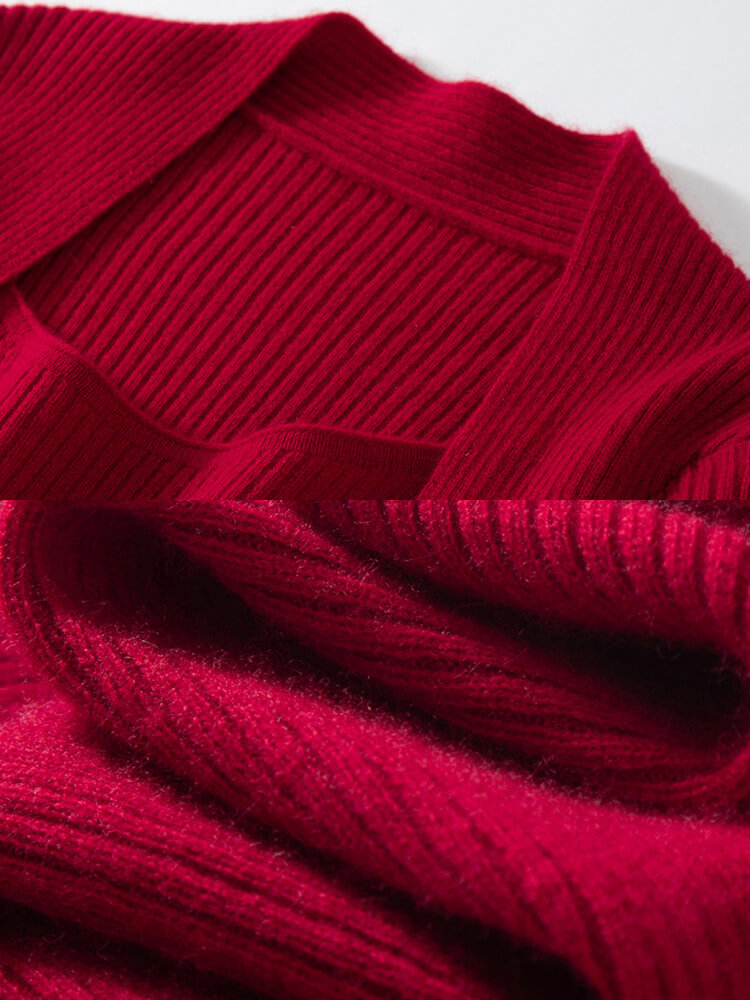 Ribbed Square Neck Cashmere Bodycon Midi Dress