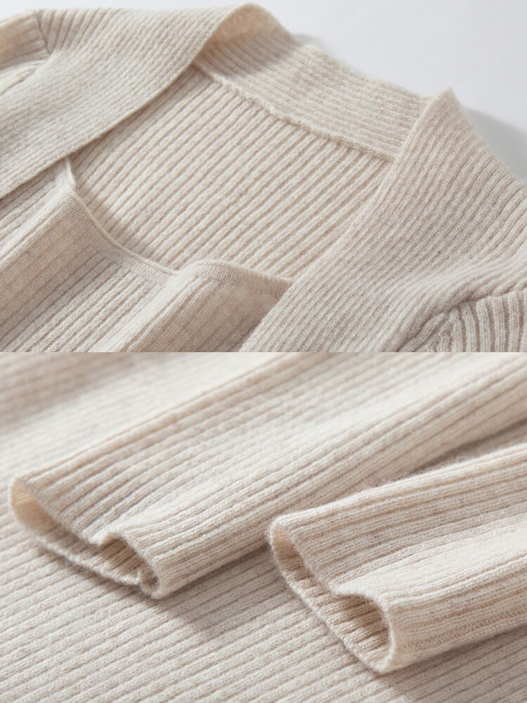 Ribbed Square Neck Cashmere Bodycon Midi Dress