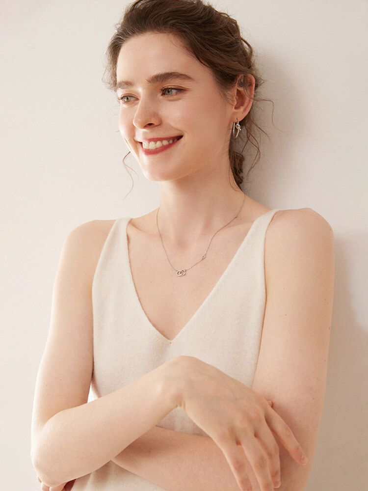 Sleeveless V-Neck Cashmere Long Slip Dress