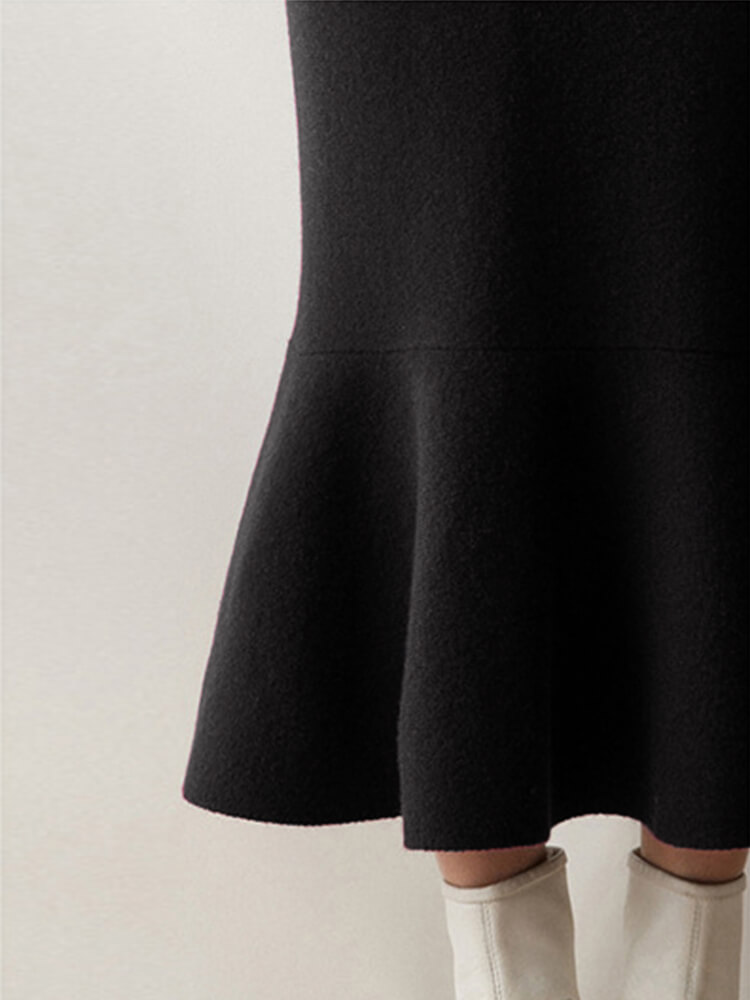 Elegant Cashmere Wool Blend Mermaid Skirt