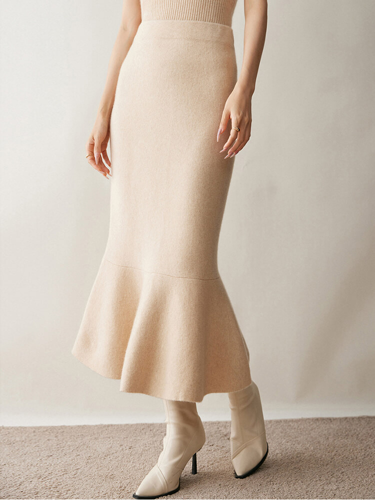 Elegant Cashmere Wool Blend Mermaid Skirt