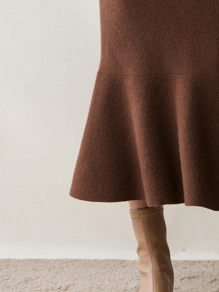 Elegant Cashmere Wool Blend Mermaid Skirt
