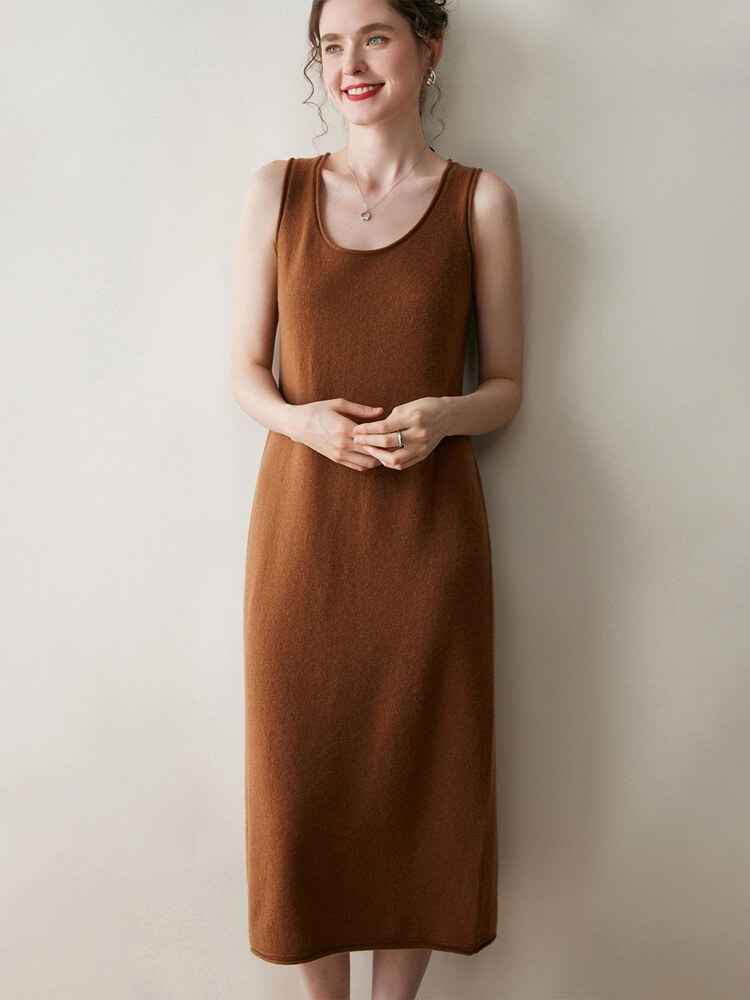 Scoop-Neck Cashmere Tank Midi Dress