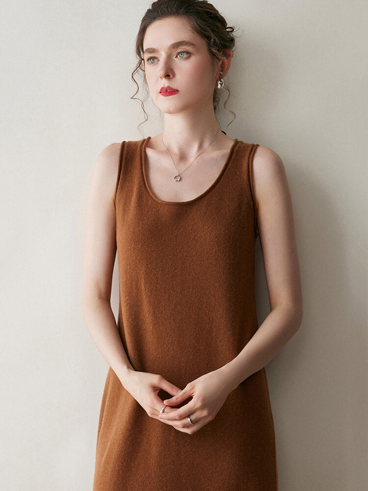 Scoop-Neck Cashmere Tank Midi Dress
