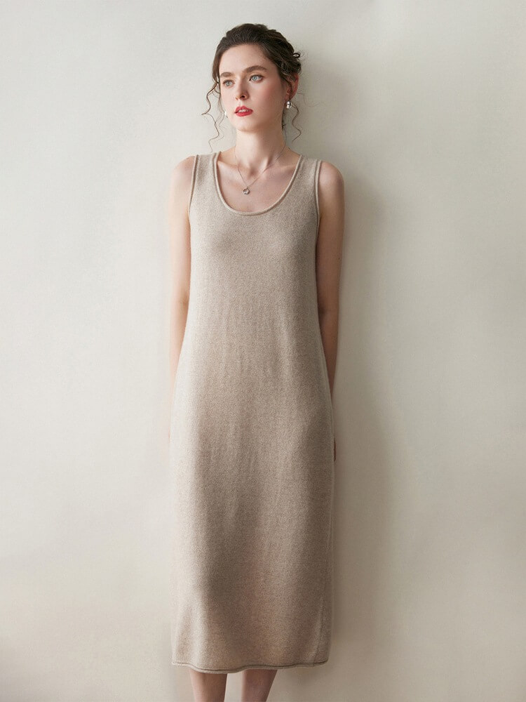 Scoop-Neck Cashmere Tank Midi Dress