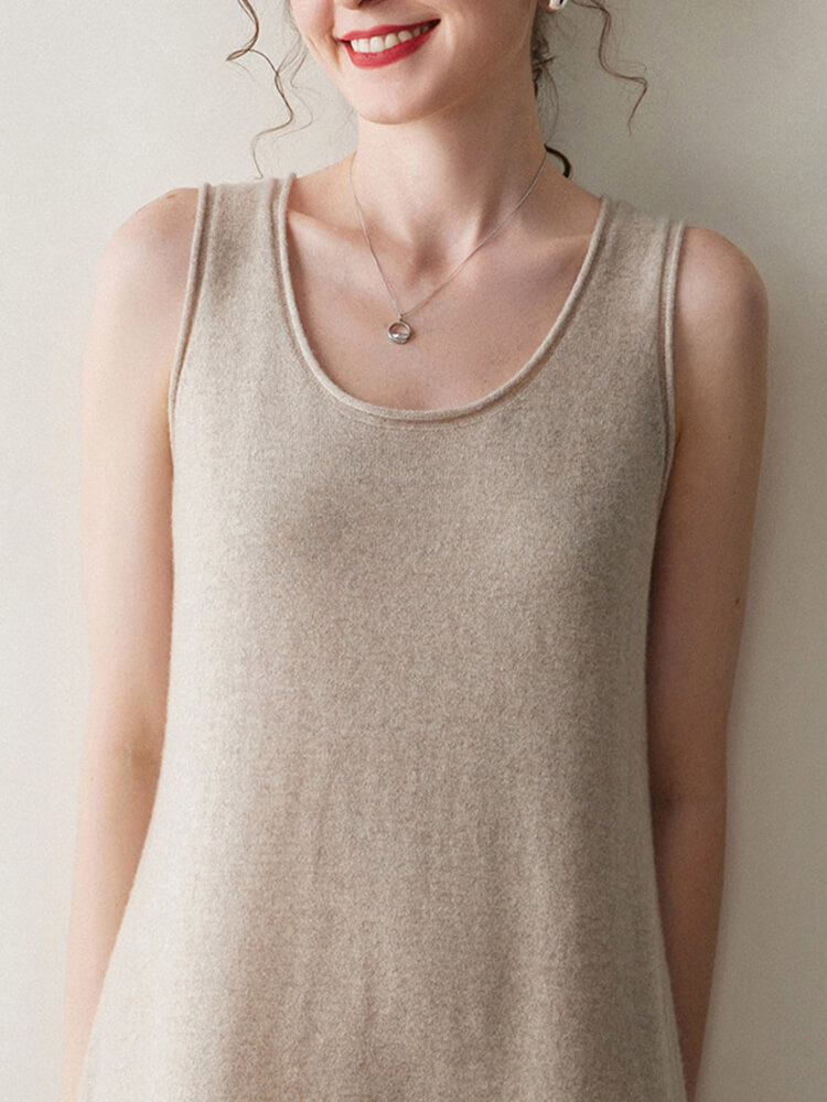Scoop-Neck Cashmere Tank Midi Dress