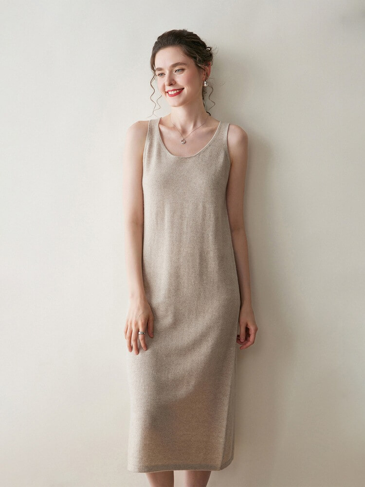 Scoop-Neck Cashmere Tank Midi Dress