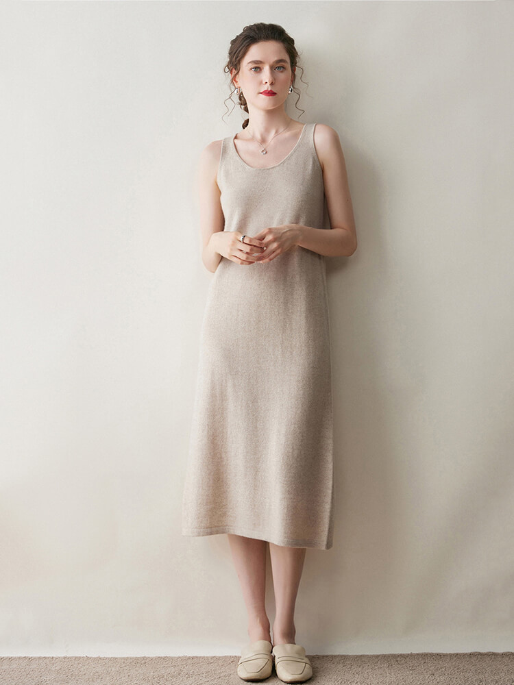 Scoop-Neck Cashmere Tank Midi Dress