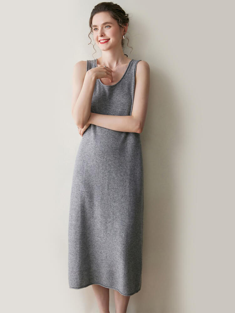 Scoop-Neck Cashmere Tank Midi Dress