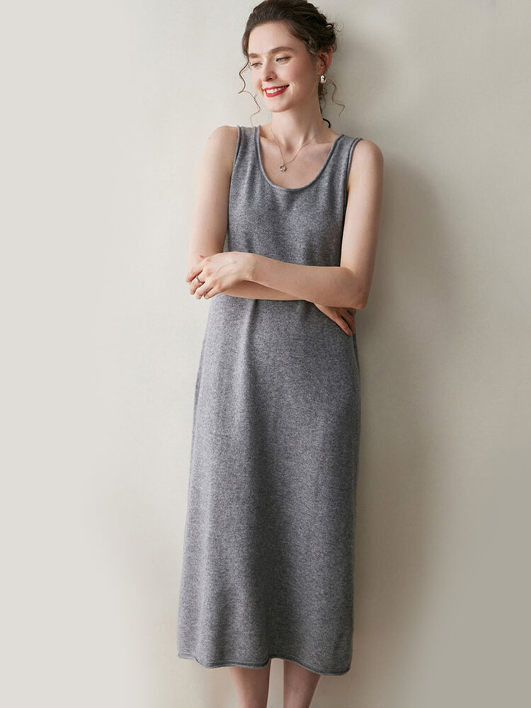 Scoop-Neck Cashmere Tank Midi Dress
