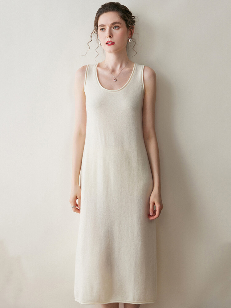 Scoop-Neck Cashmere Tank Midi Dress