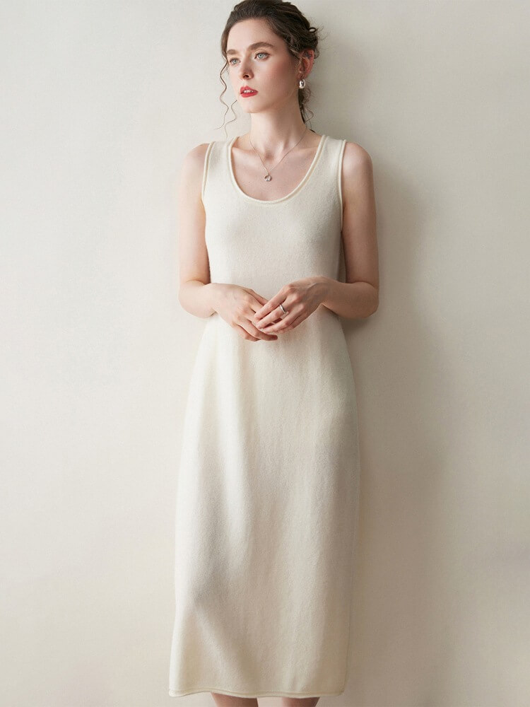 Scoop-Neck Cashmere Tank Midi Dress