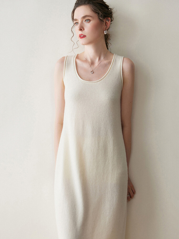 Scoop-Neck Cashmere Tank Midi Dress