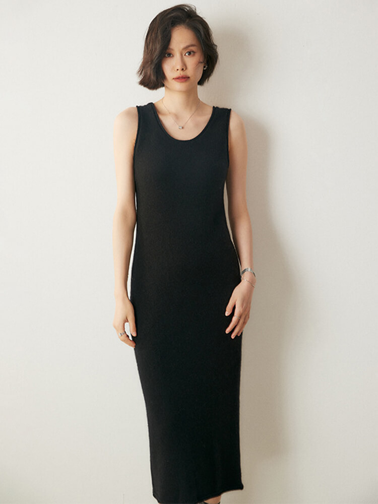 Scoop-Neck Cashmere Tank Midi Dress