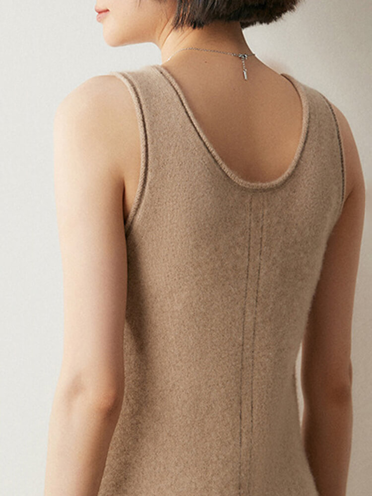 Scoop-Neck Cashmere Tank Midi Dress