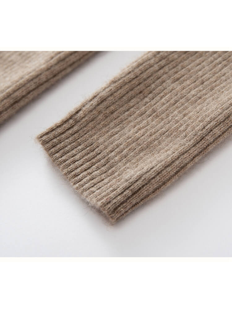 Rib-Knit Cashmere Crewneck Flared Sweater Dress