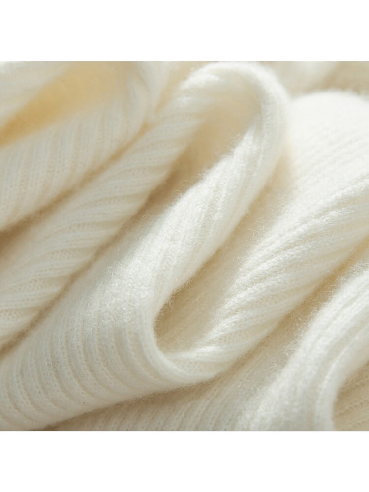 Ribbed V-Neck Cashmere A-Line Mini Sweater Dress