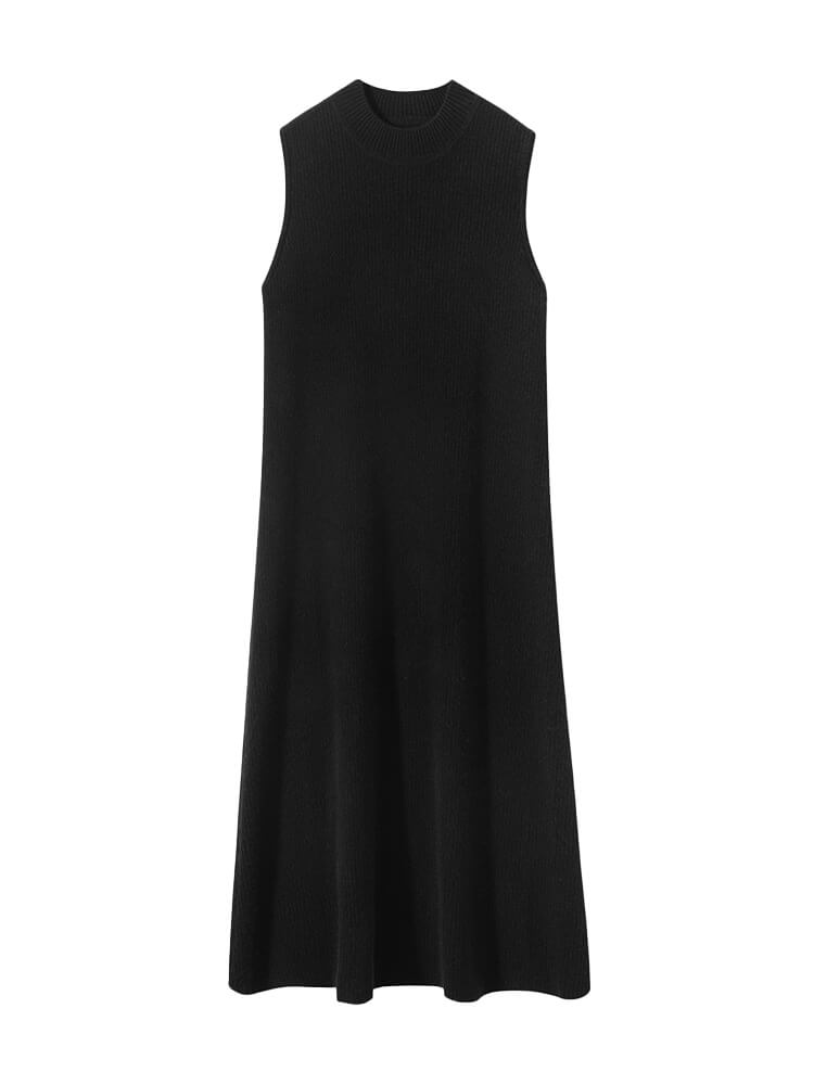Stylish Sleeveless Cashmere Mock Neck Sweater Dress
