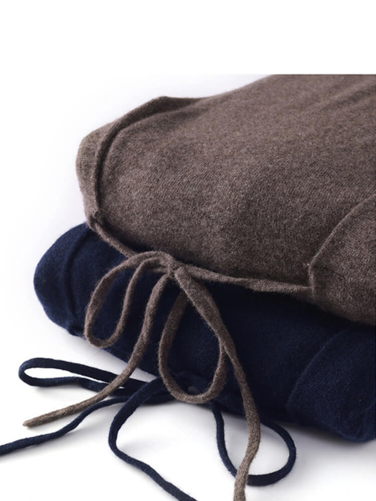 Cozy Relaxed-Fit Womens 100% Cashmere Midi Dress with Drawstring