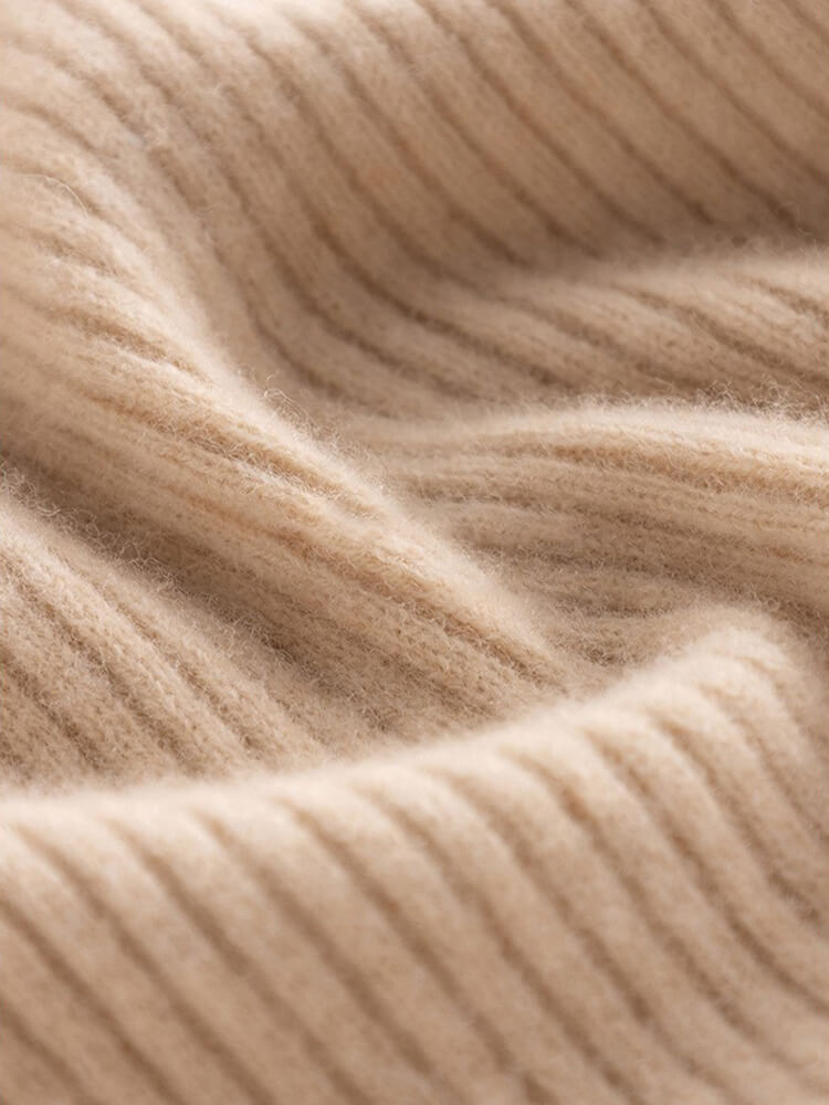 100% Merino Wool Ribbed Mock Neck Bodycon Midi Dress