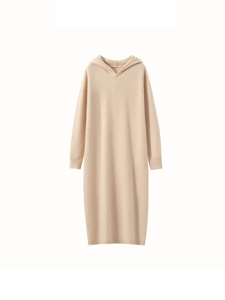 Thickened Cashmere Long Hoodie Sweater Dress