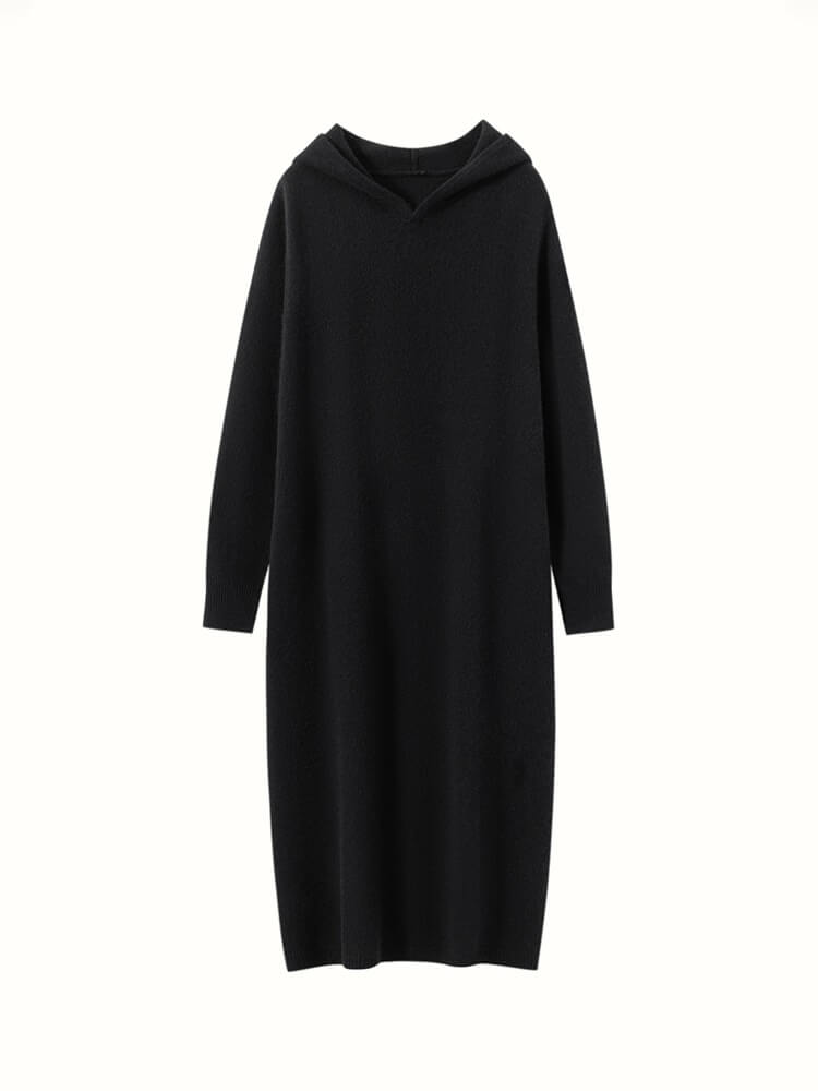 Thickened Cashmere Long Hoodie Sweater Dress