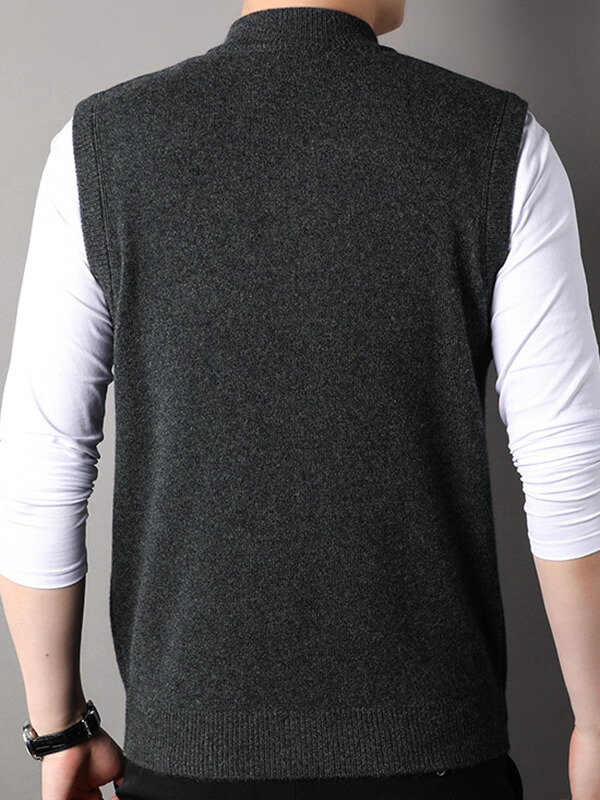 Men's Classic Sleeveless Layer Full-Zip Cashmere Sweater Vest
