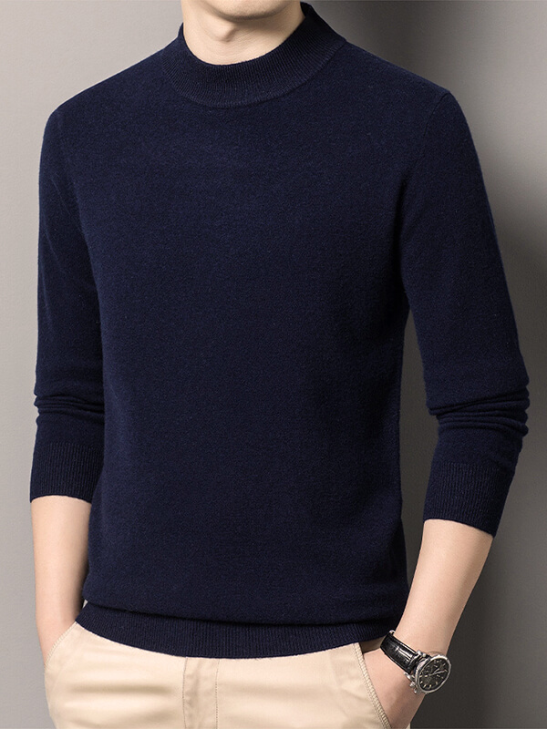 Thickened Mock Neck Cashmere Pullover Sweater For Men