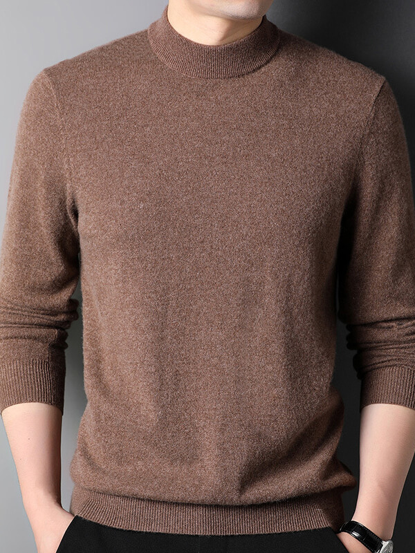 Thickened Mock Neck Cashmere Pullover Sweater For Men