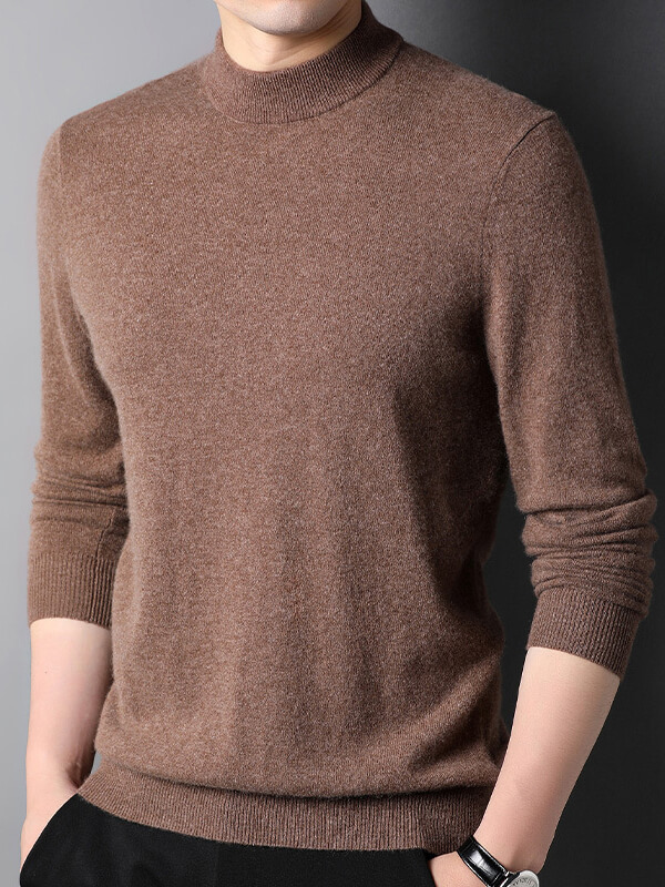 Thickened Mock Neck Cashmere Pullover Sweater For Men