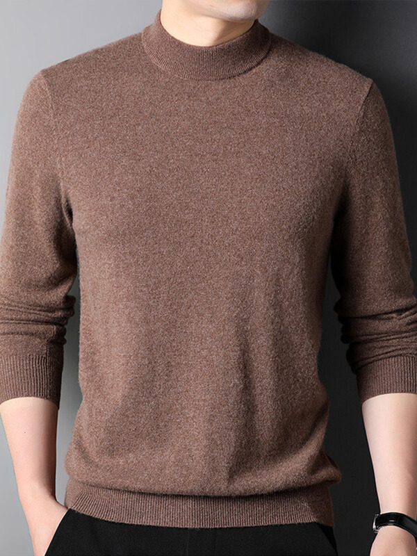 Thickened Mock Neck Cashmere Pullover Sweater For Men