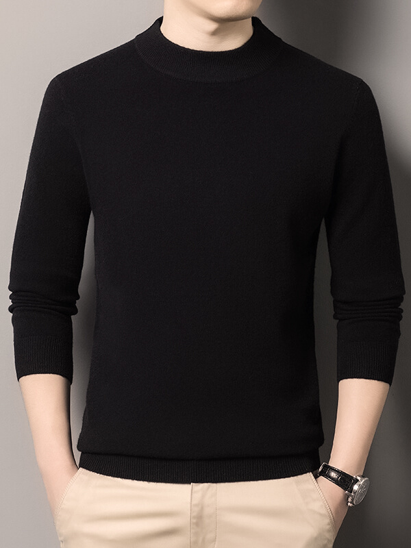 Thickened Mock Neck Cashmere Pullover Sweater For Men