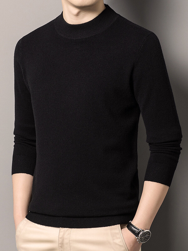 Thickened Mock Neck Cashmere Pullover Sweater For Men