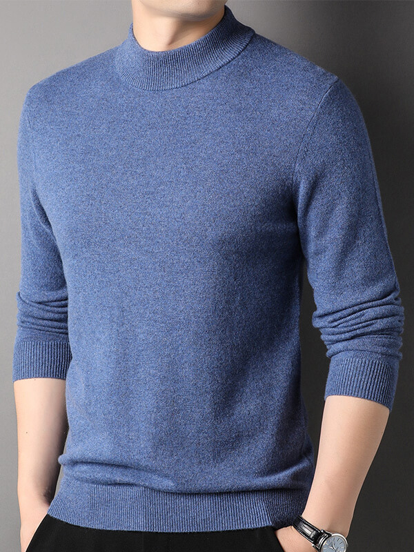 Thickened Mock Neck Cashmere Pullover Sweater For Men