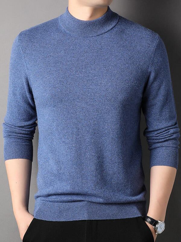 Thickened Mock Neck Cashmere Pullover Sweater For Men