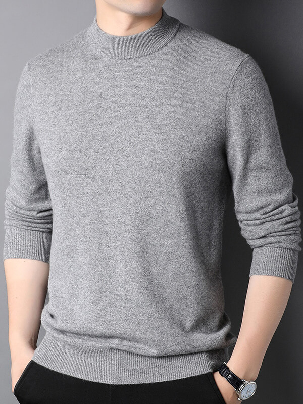 Thickened Mock Neck Cashmere Pullover Sweater For Men