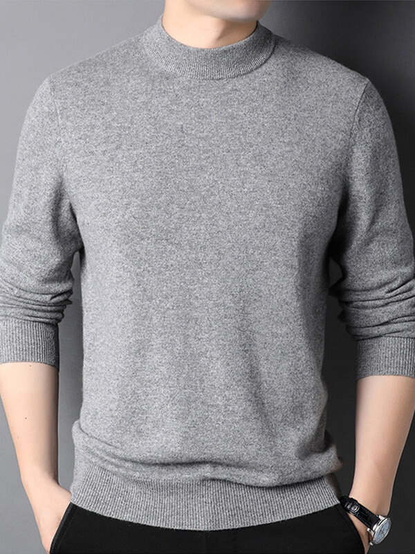 Thickened Mock Neck Cashmere Pullover Sweater For Men