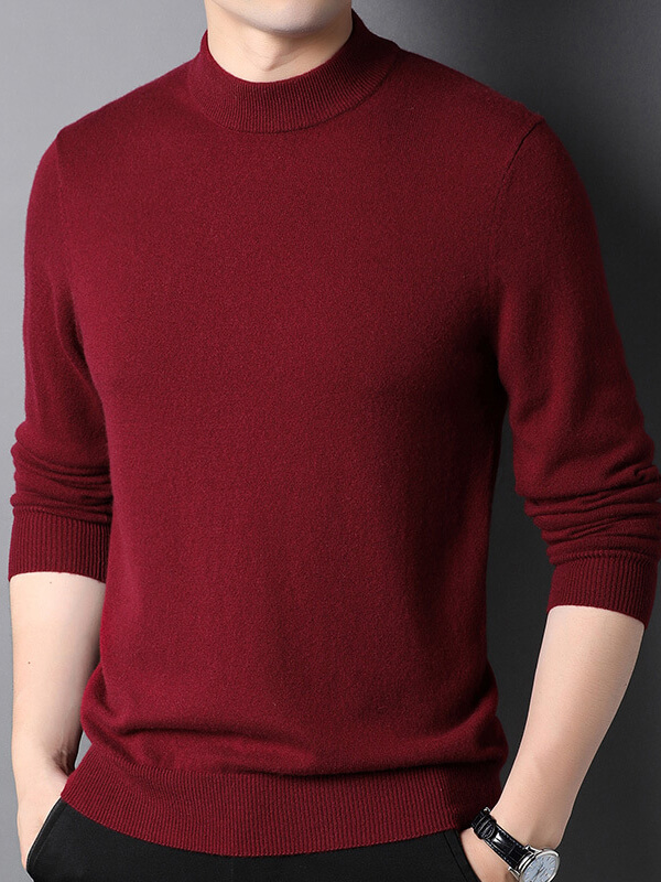 Thickened Mock Neck Cashmere Pullover Sweater For Men