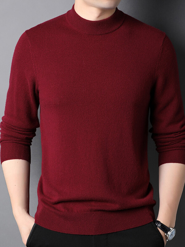 Thickened Mock Neck Cashmere Pullover Sweater For Men