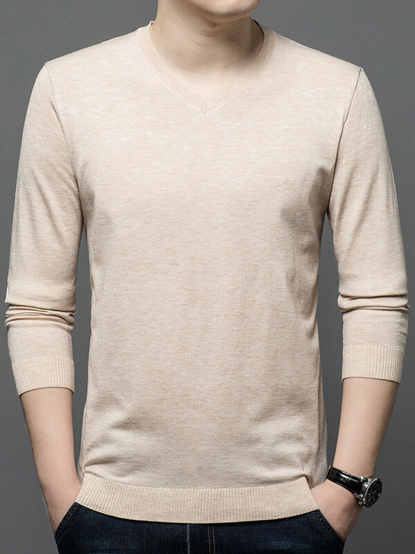V-Neck Cashmere Pullover Sweater For Men